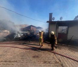 Bayındır’da köy içinde çıkan ot yangını yerleşim alanlarını tehdit etti
