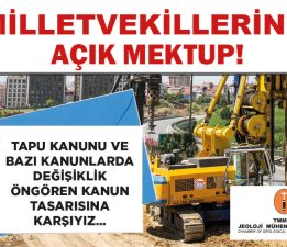 TMMOB JEOLOJİ MÜHENDİSLERİ ODASINDAN MİLLETVEKİLLERİNE AÇIK MEKTUP